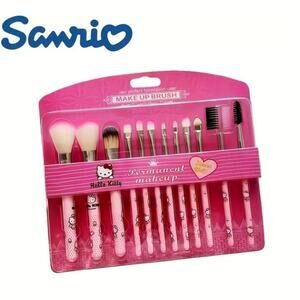 12pcs Sanrio Hello Kitty Makeup Brush Set, Cosmetic Brushes